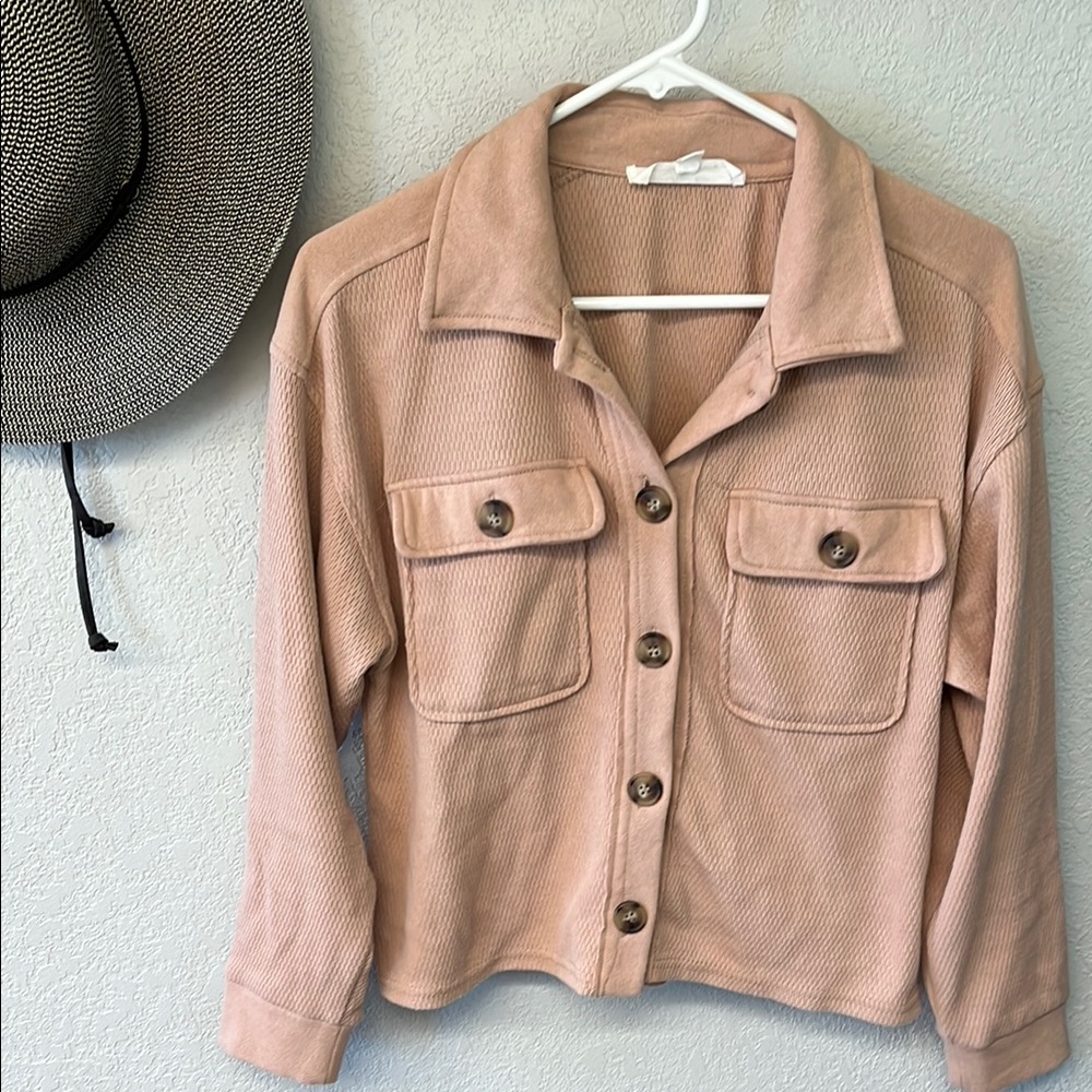 Hippie Rose Soft Peach Thermal Shacket